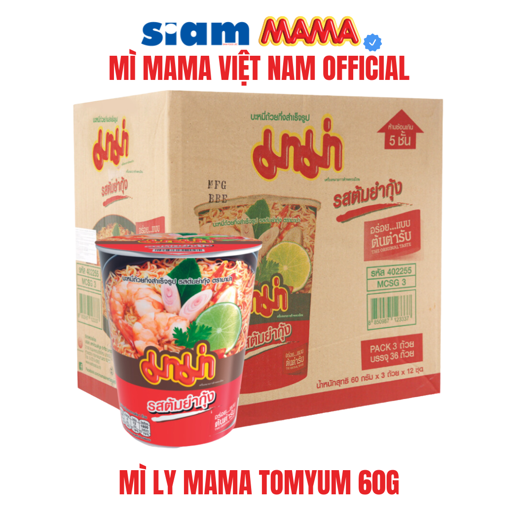 THÙNG 36 LY - MÌ LY MAMA HƯƠNG TÔM YUM CHUA CAY 60G