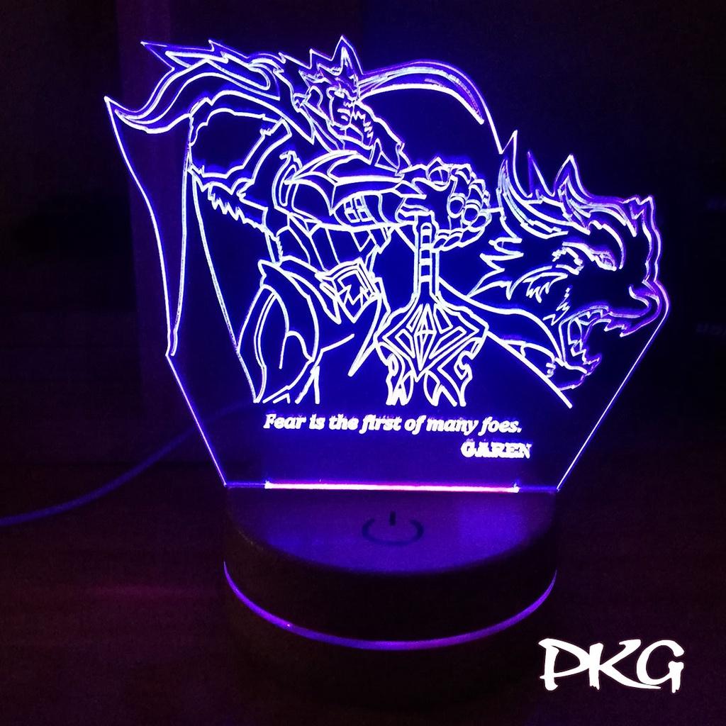 Đèn Ngủ Led 3D tướng GAREN SƯ VƯƠNG LMHT nháy sáng 16 màu cảm ứng điều khiển từ xa
