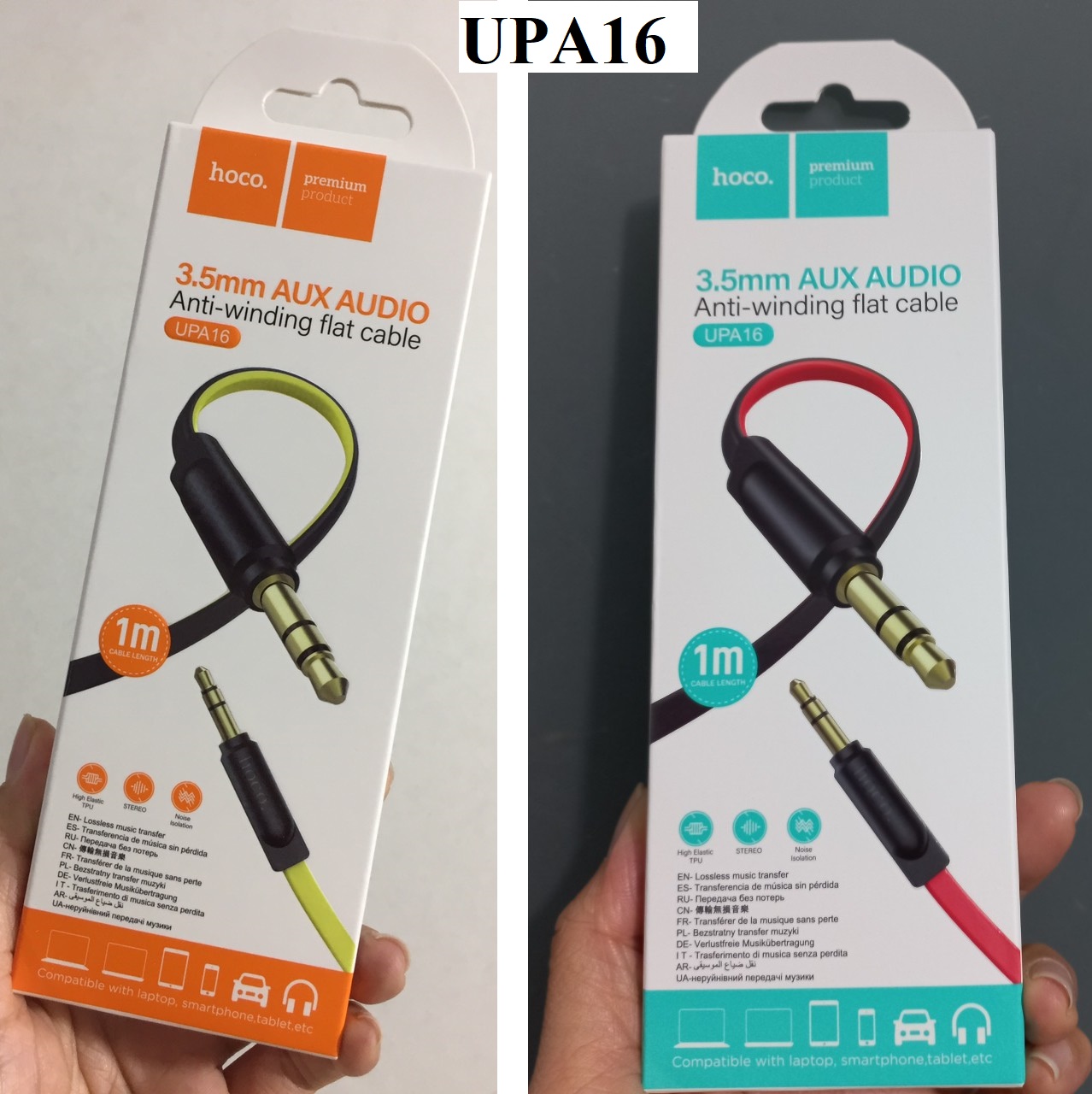 Cáp âm thanh AUX 2 đầu 3.5 mm cho điện thoại tai nghe laptop loa hoco UPA16 dây dẹp UPA19 dây dù _ Hàng chính hãng