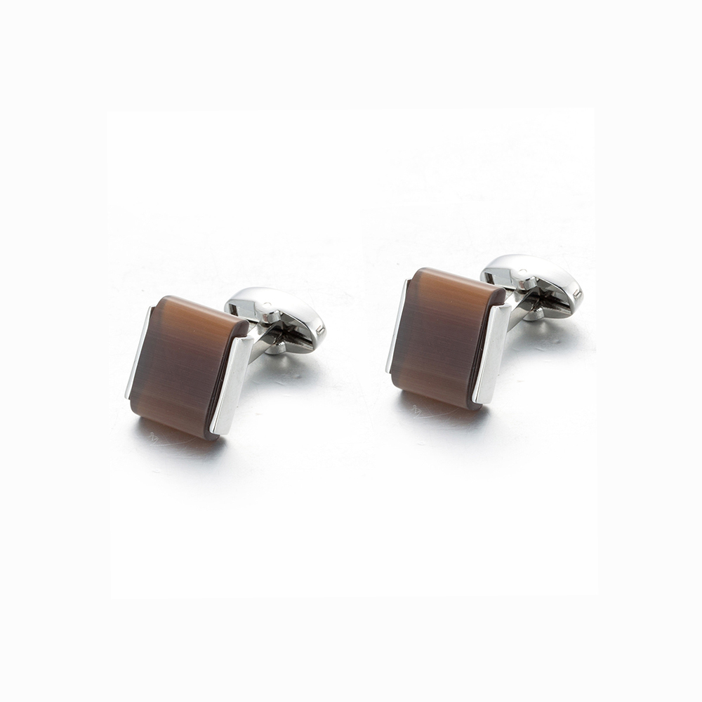 Khuy măng set, cufflinks măng set - Khuy măng set cài áo cho nam  màu trắng kim MSTK026