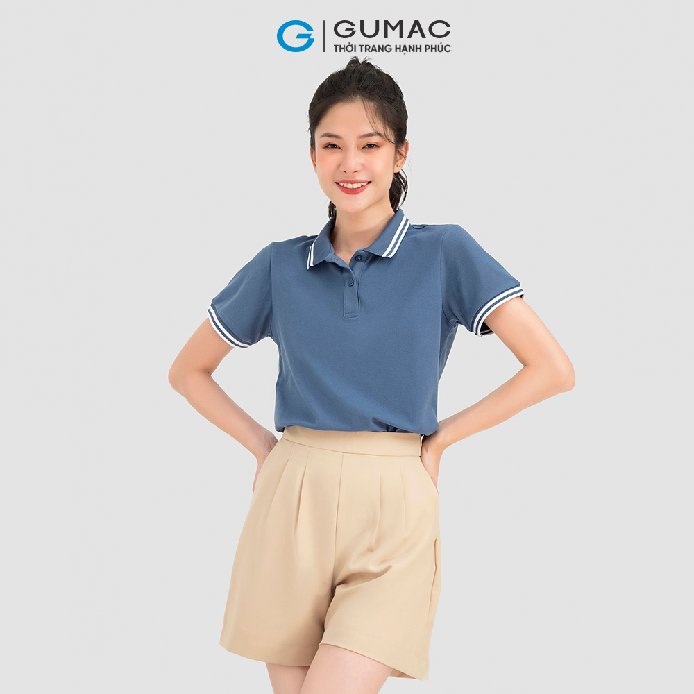 Áo polo nữ GUMAC ATC08032 phối bo dệt dọc nhiều màu