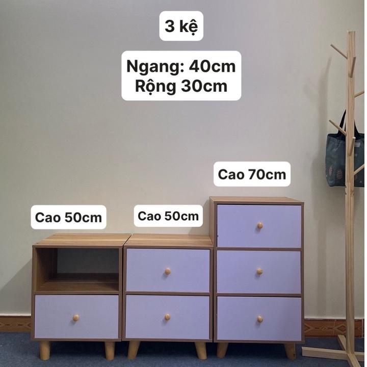 Tủ đầu giường có ngăn tủ tab đầu giường trang trí phong cách Bắc Âu kệ gỗ có ngăn MDF cao cấp 50x40x30 TAGO ND31