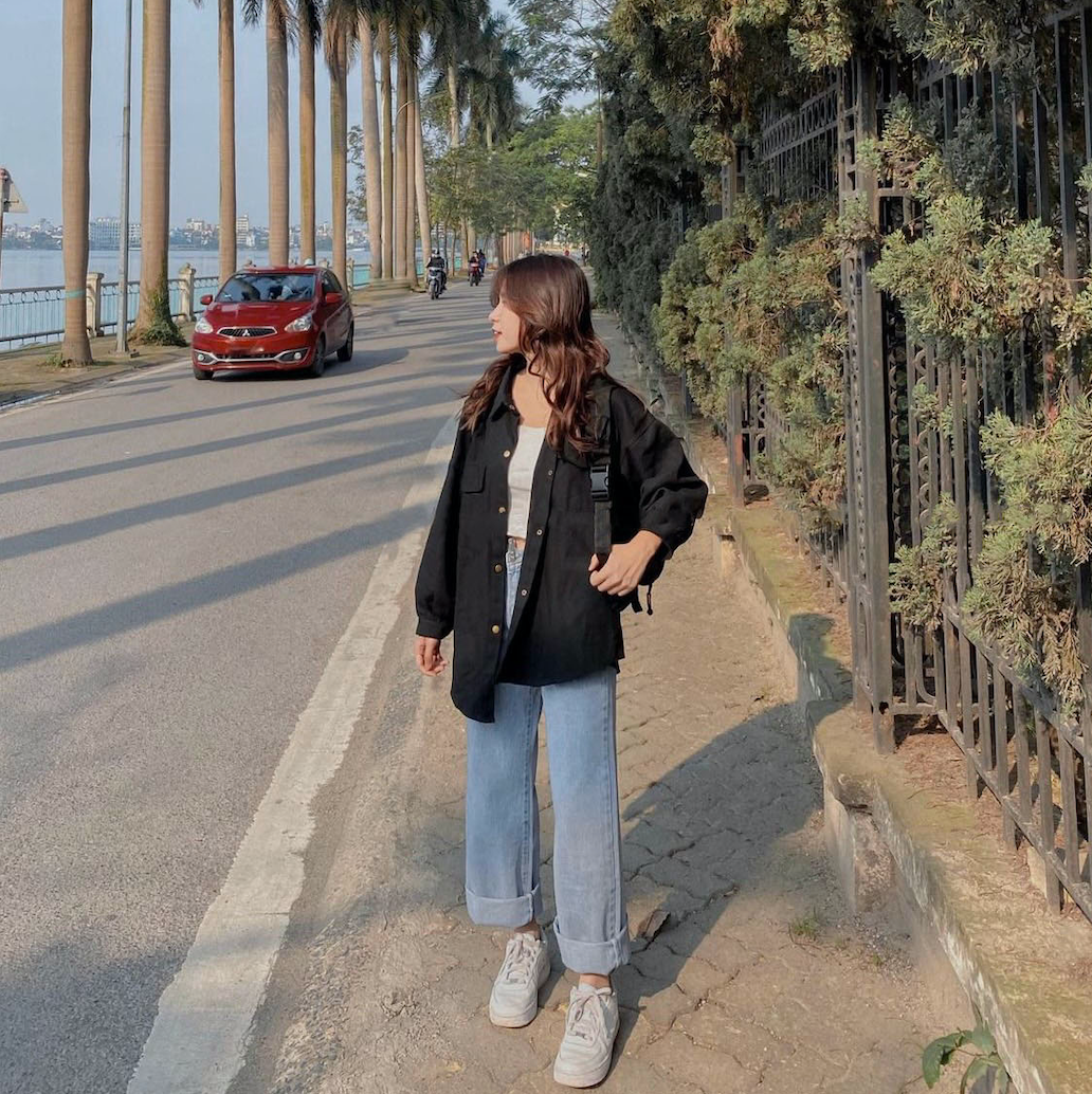 Quần jean Baggy ống suông rộng lưng cao nữ Ulzzang style Hàn Quốc