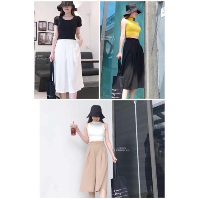 Quần đũi lửng ống rộng xếp ly giả váy TNX 5