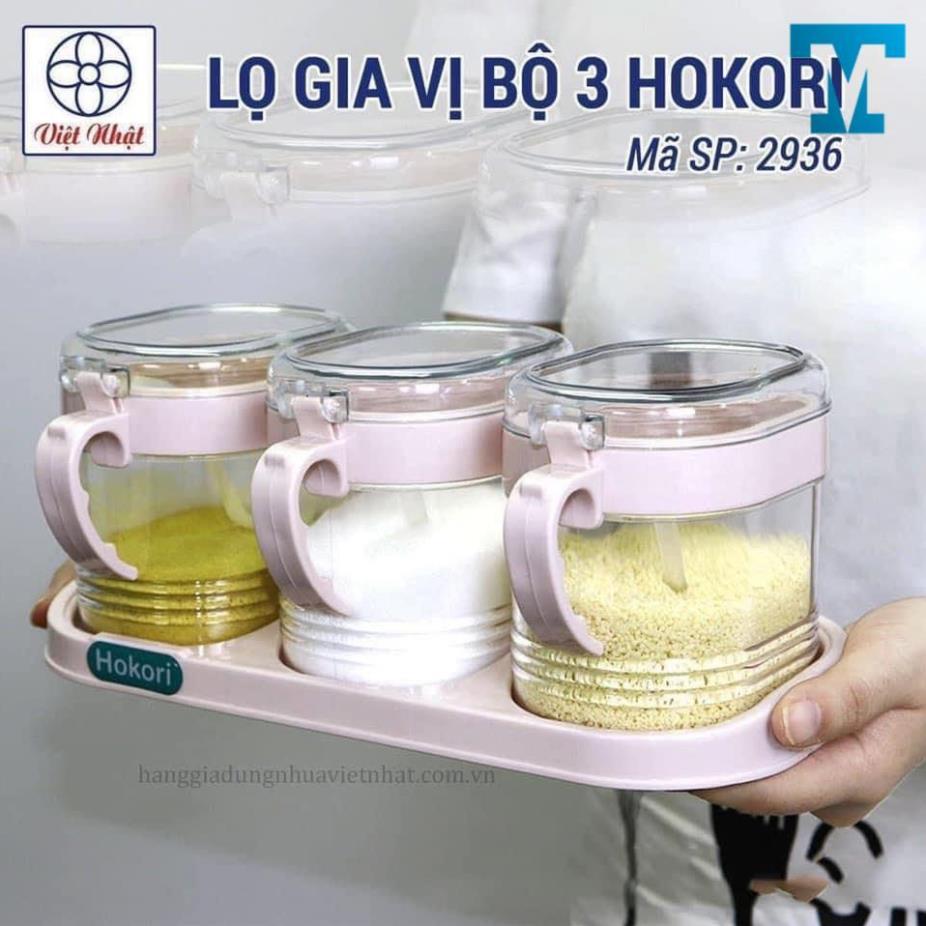 Bộ 3 hũ đựng gia vị Việt Nhật Hokori