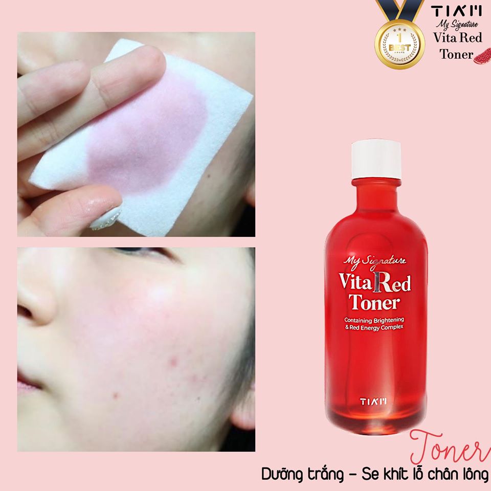 Nước Hoa Hồng Dưỡng Trắng, Se Khít Lỗ Chân Lông Tiam My Signature Vita Red Toner 130ml