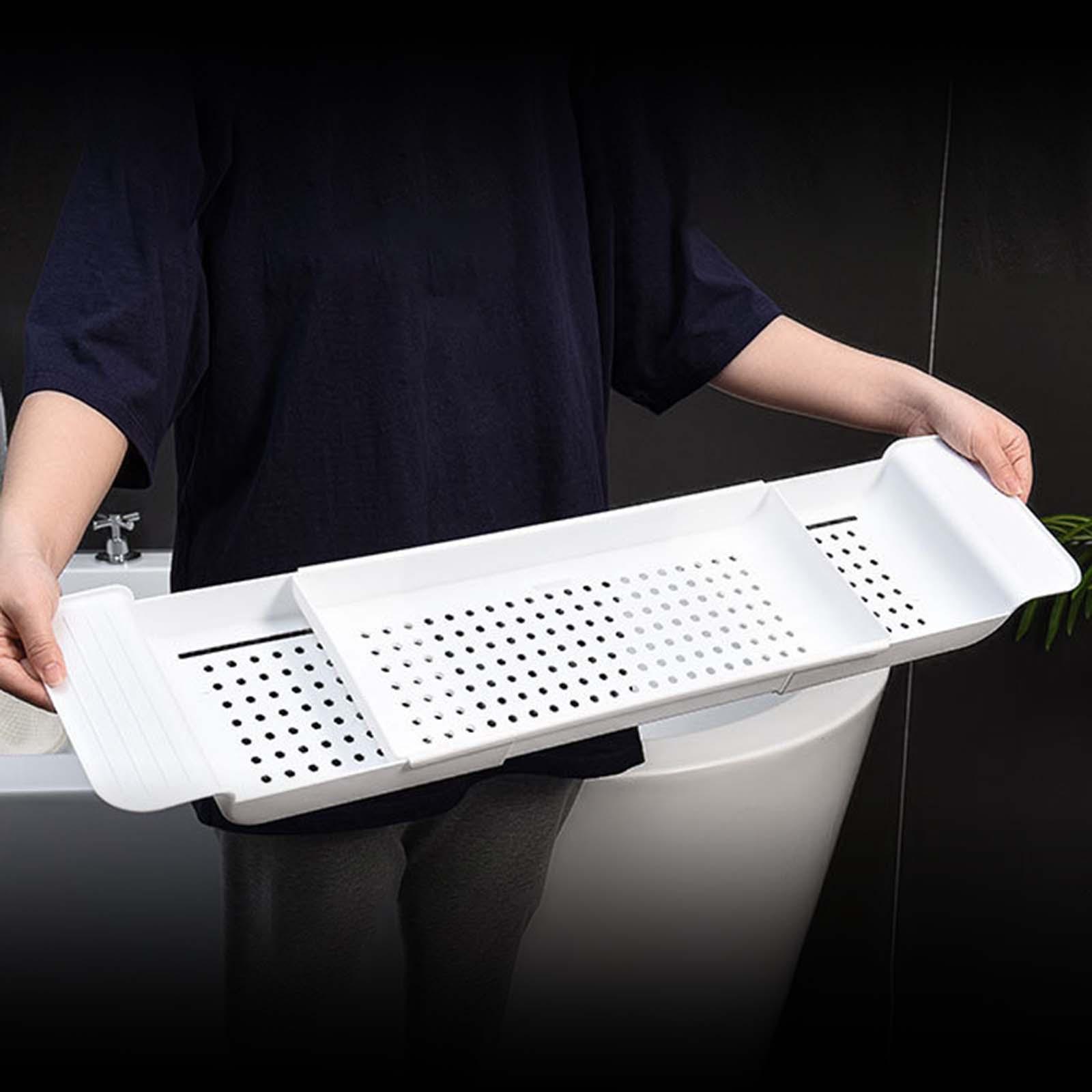 Bath Tub Tray Accessories Expandable Storage Shelf for Candleholder