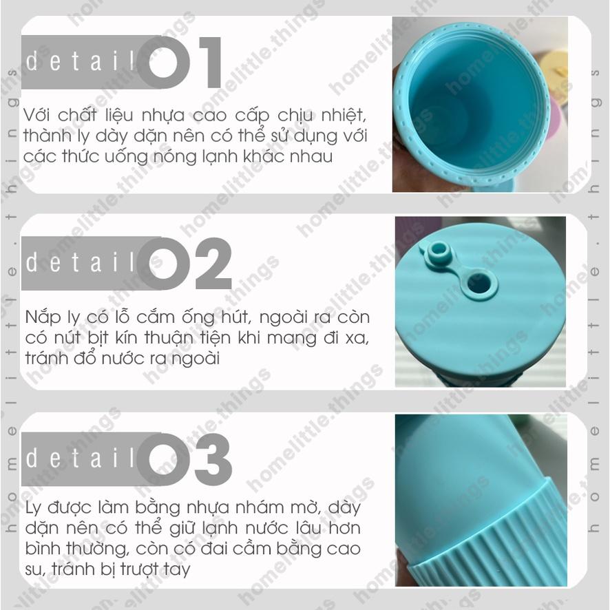 Ly nhựa đựng nước gam màu pastel có kèm ống hút trân châu 700ml