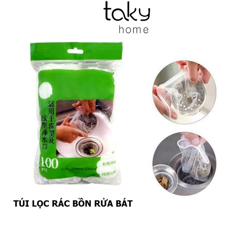 Gói 100 Lưới Lọc Rác Bồn Rửa Bát, Rửa Chén, Có Chun Co Giãn Chống Tắc Nghẽn Ống, Tiện Dụng Nhà Bếp, Siêu Tiện Lợi, Vệ Sinh- TakyHome 5160