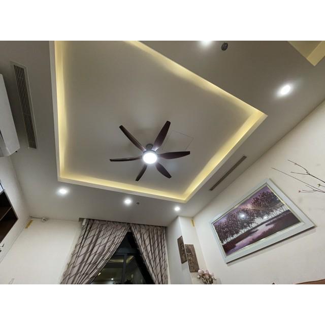 Đèn quạt LOGIE hiện đại 3 màu ánh sáng động cơ đồng 100% hàng chuẩn loại 1- kèm điều khiển tiện dụng