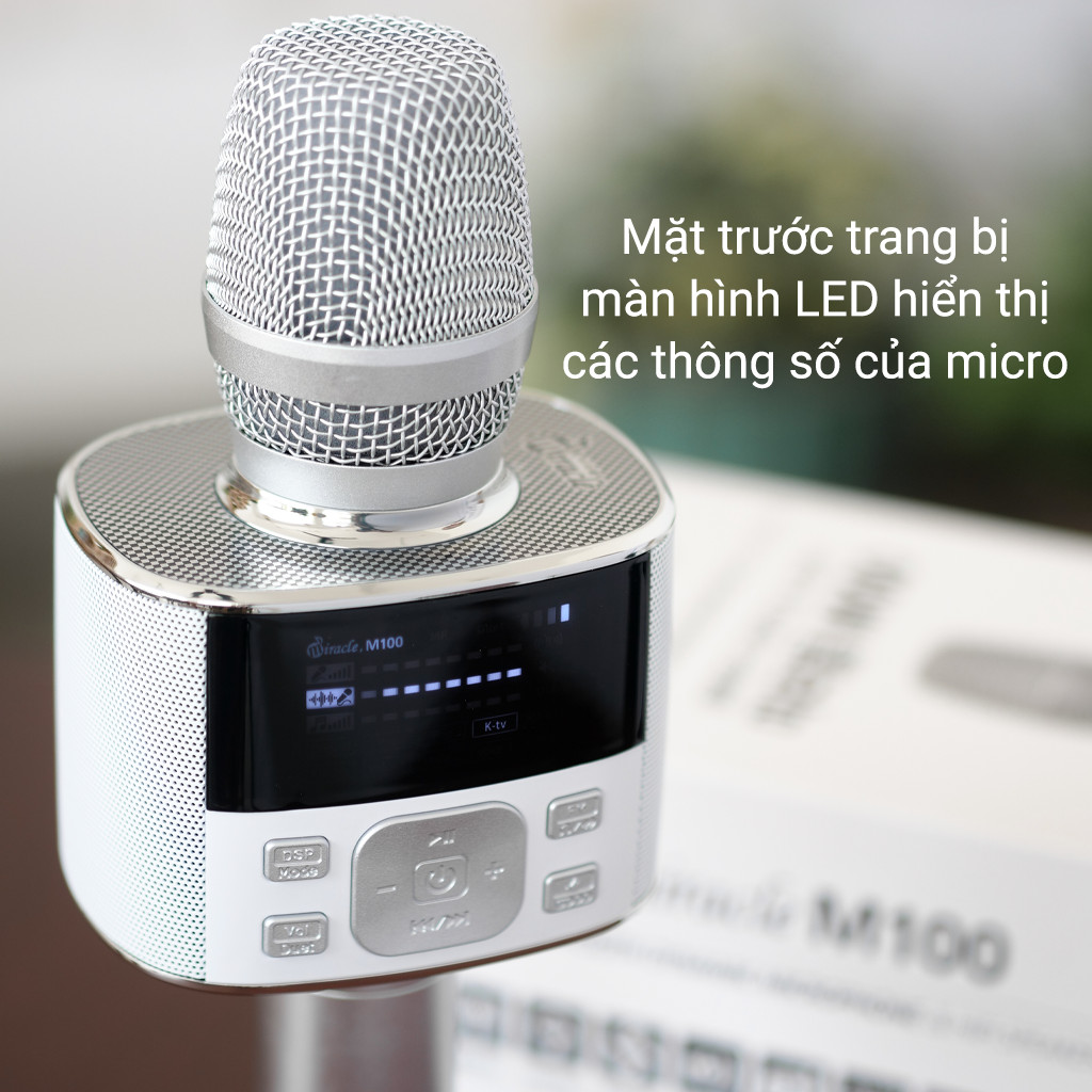 Micro Karaoke Bluetooth Miracle M100 Hàn Quốc - Bản nâng cấp của Miracle M75+ và Magic Sing MP30 - Nhiều Tính Năng - Kèm Quà Tặng Khuyến Mãi - HÀNG CHÍNH HÃNG