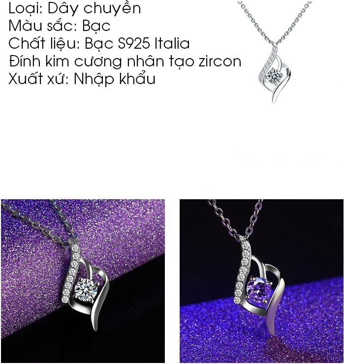 Dây Chuyền Nữ S925 Đính Đá Zircon Cao Cấp Quý Phái - DC0000013