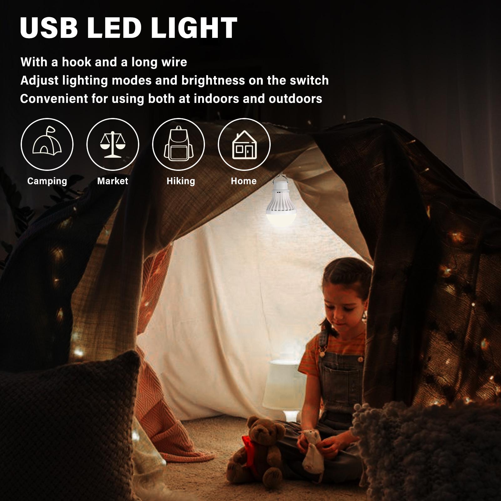 Đèn LED USB ngoài trời Ánh sáng ấm / trắng / trắng ấm có thể điều chỉnh độ sáng có móc treo đi bộ, đi cắm trại