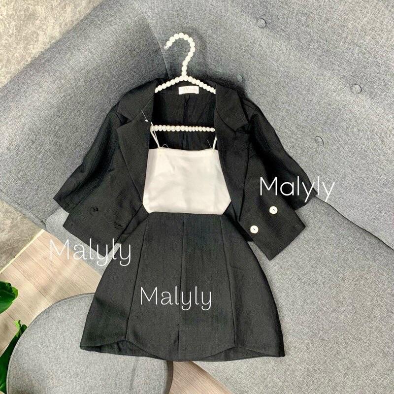 Sét vest 3 món croptop chân váy kèm áo trong kiểu dáng phá cách việt