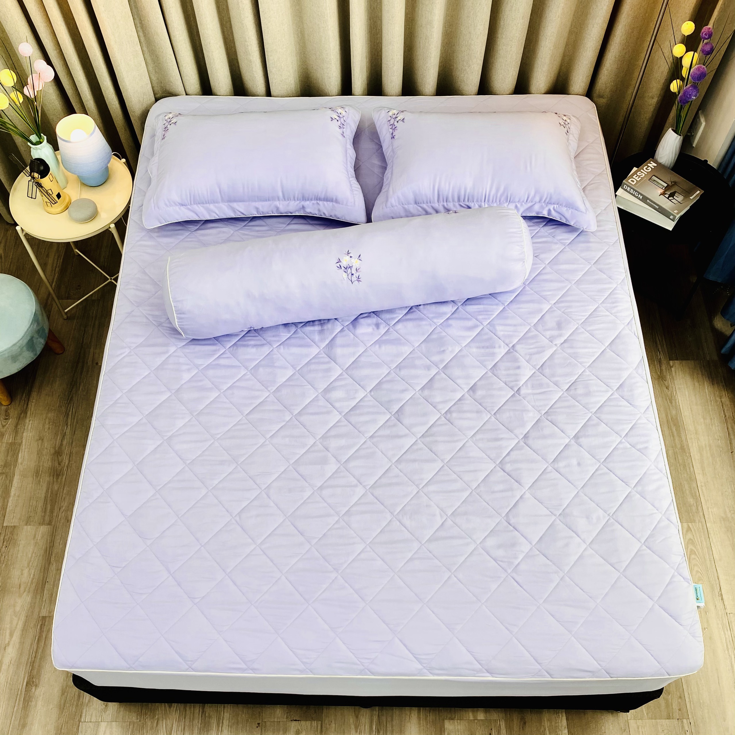 Bộ ga giường chần bông KBedding by Everon KMTS 104 Microtencel Tím (4 món)