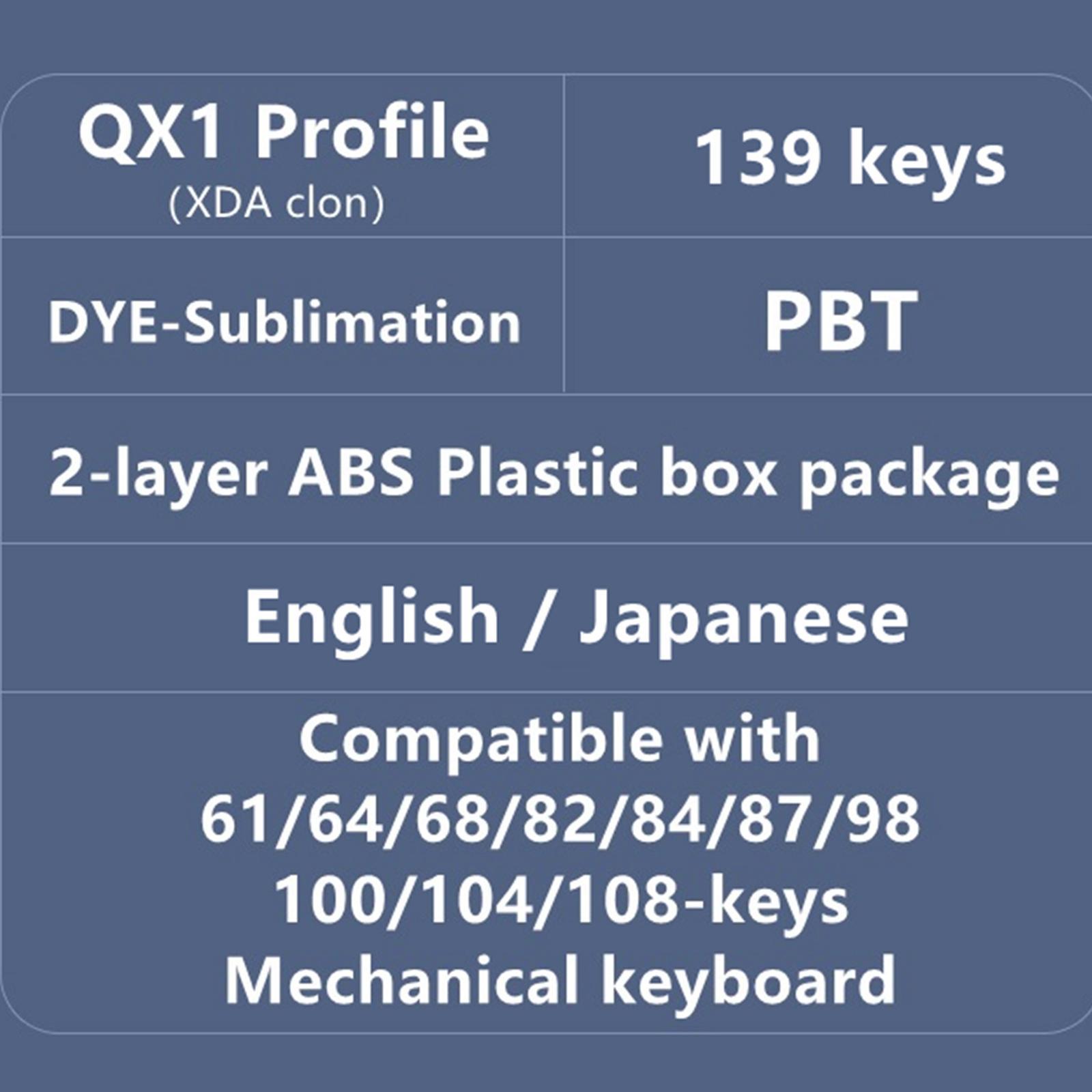 139Keys Xda Profile Keycaps Cute 2-Layer Plastic White PBT Dye Sub Keycaps for MX Gaming Mechanical Keyboard 61/68/84 Keys Layout, for Cherry