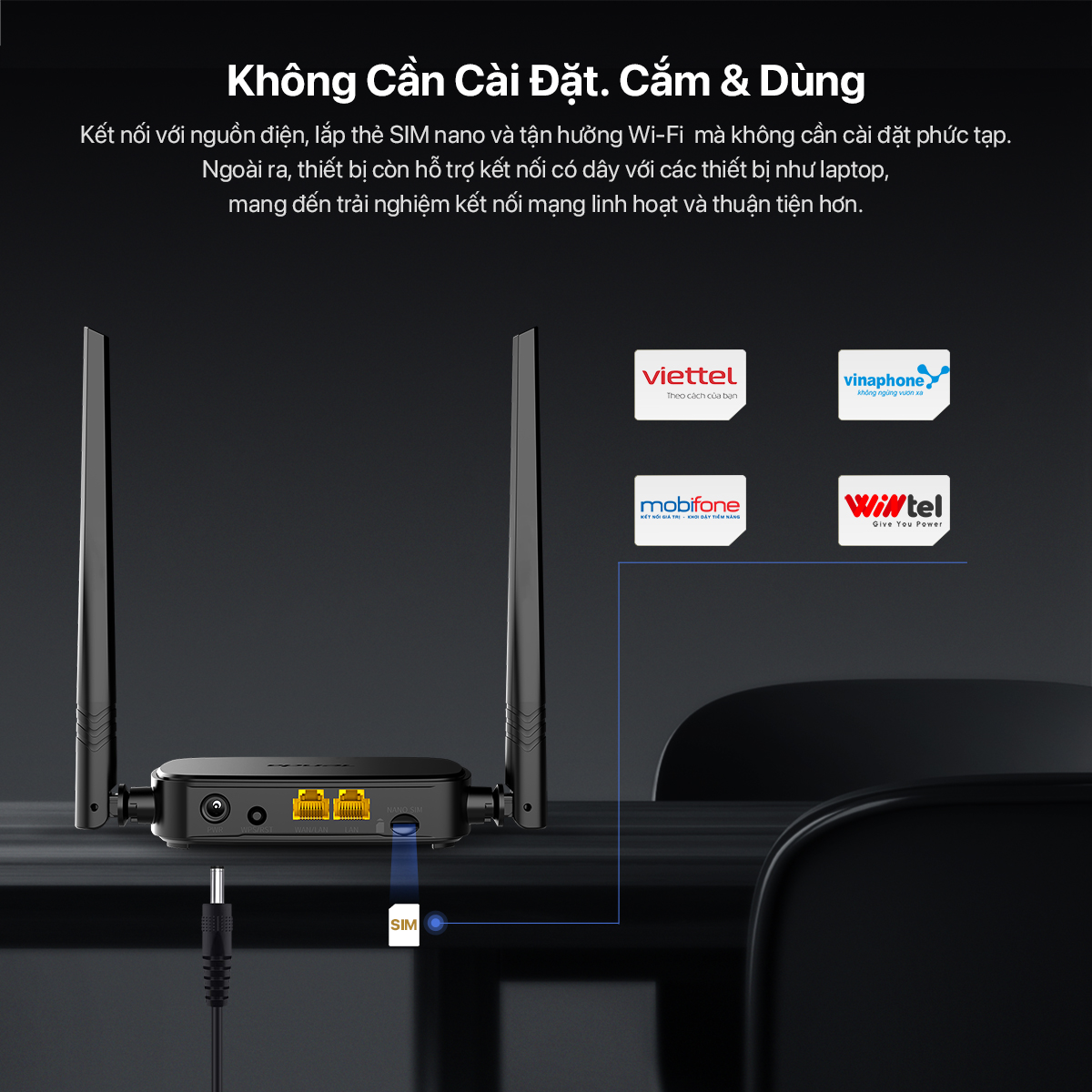 Tenda Bộ phát Wifi 2.4Ghz di động dùng sim 4G LTE 4G05 - Hàng chính hãng
