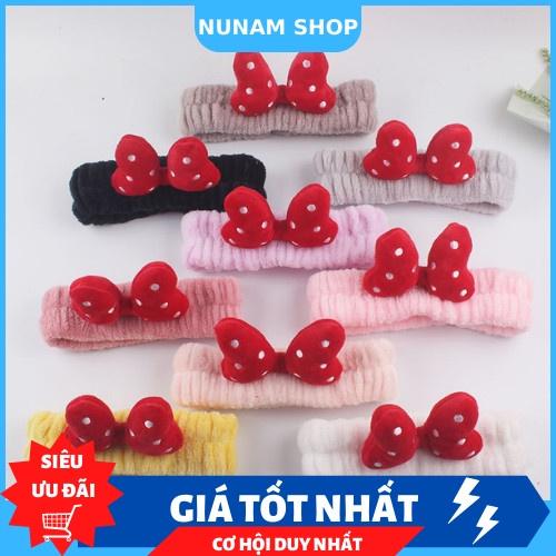 Băng đô bờm cài tóc nơ đỏ chấmbi chằn bông 3d cựng xỉu Nunam shop cài tóc nữ,cute,dễ thương