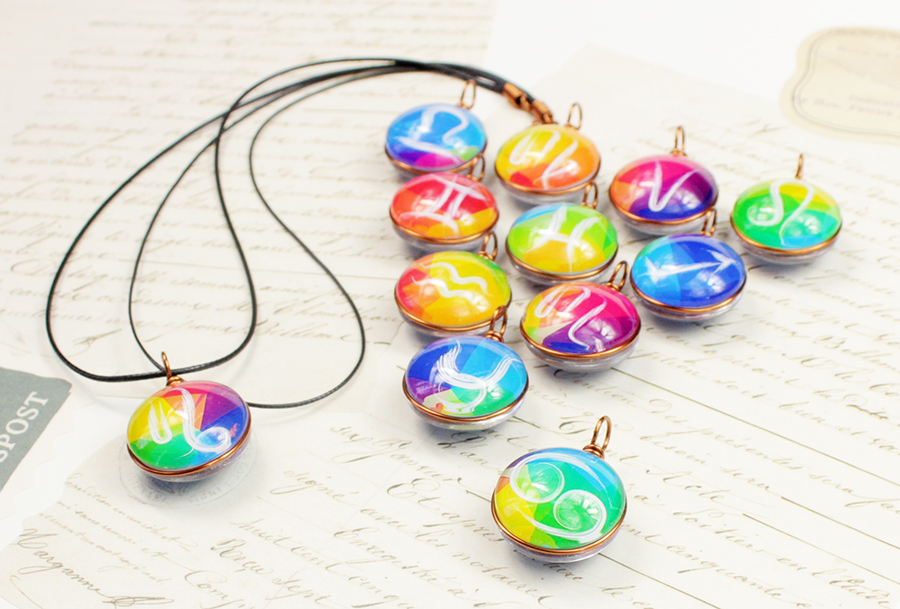 Dây chuyền 12 cung hoàng đạo Zodiac màu sắc tươi sáng 06647-MDC0011
