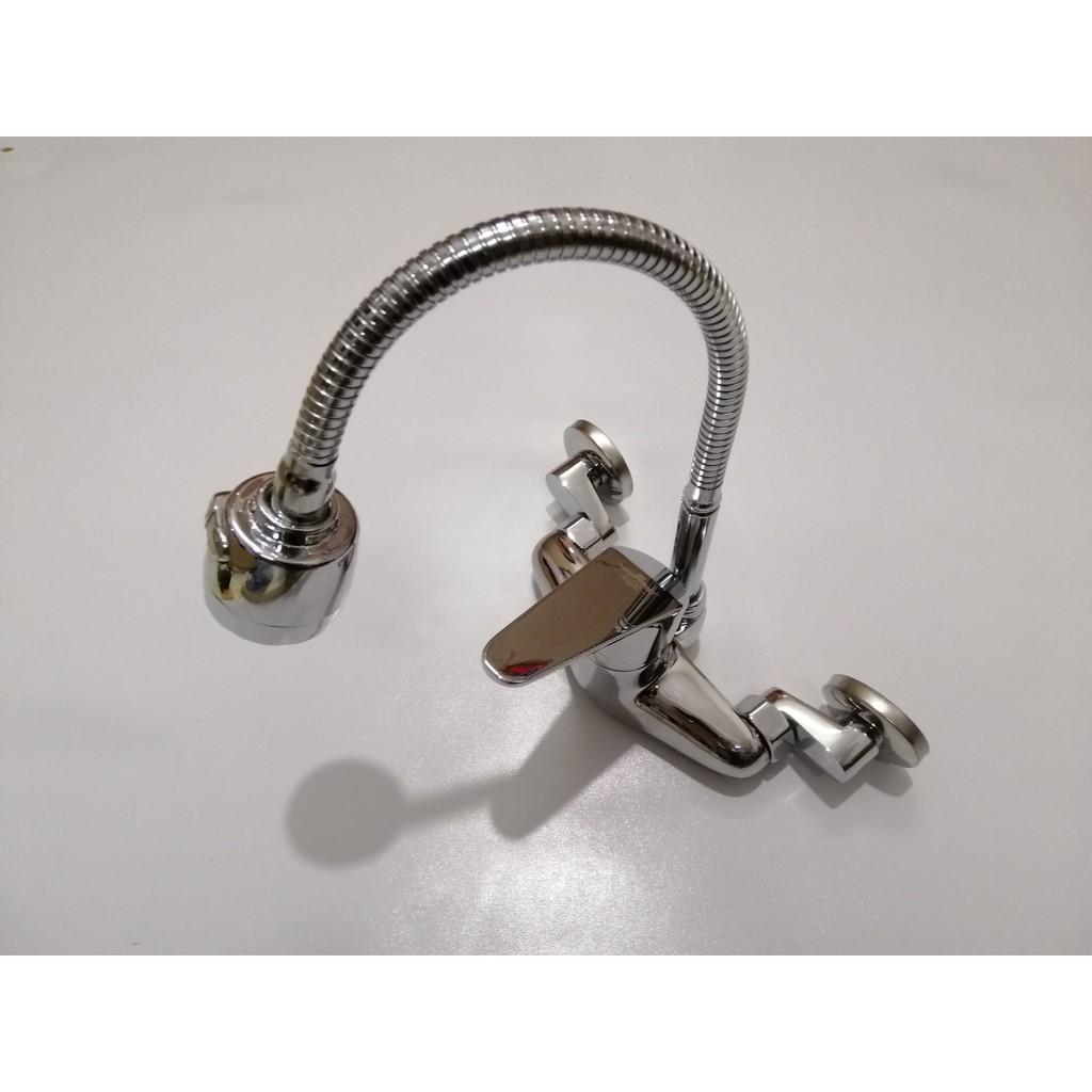 Vòi rửa bát nóng lạnh chân tường cần mềm Lukas