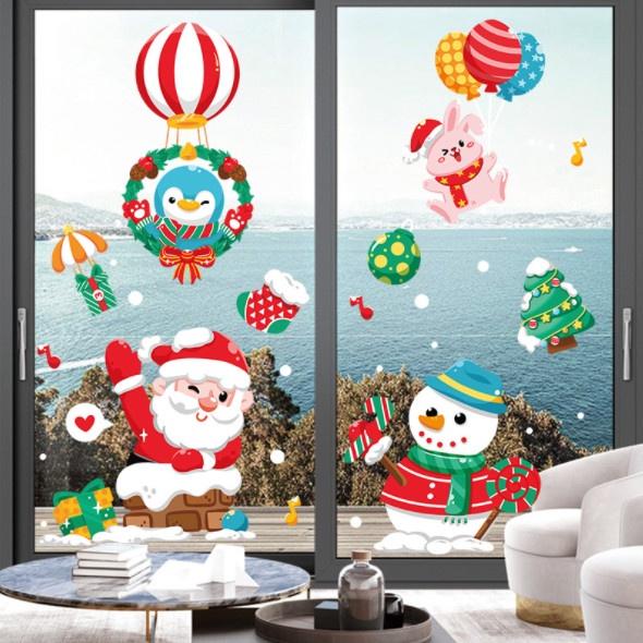 Decal trang trí Noel Hít Tĩnh Điện 2 mặt - NOEL NGHỊCH TUYẾT VÀ KHINH KHÍ CẦU CÁNH CỤT