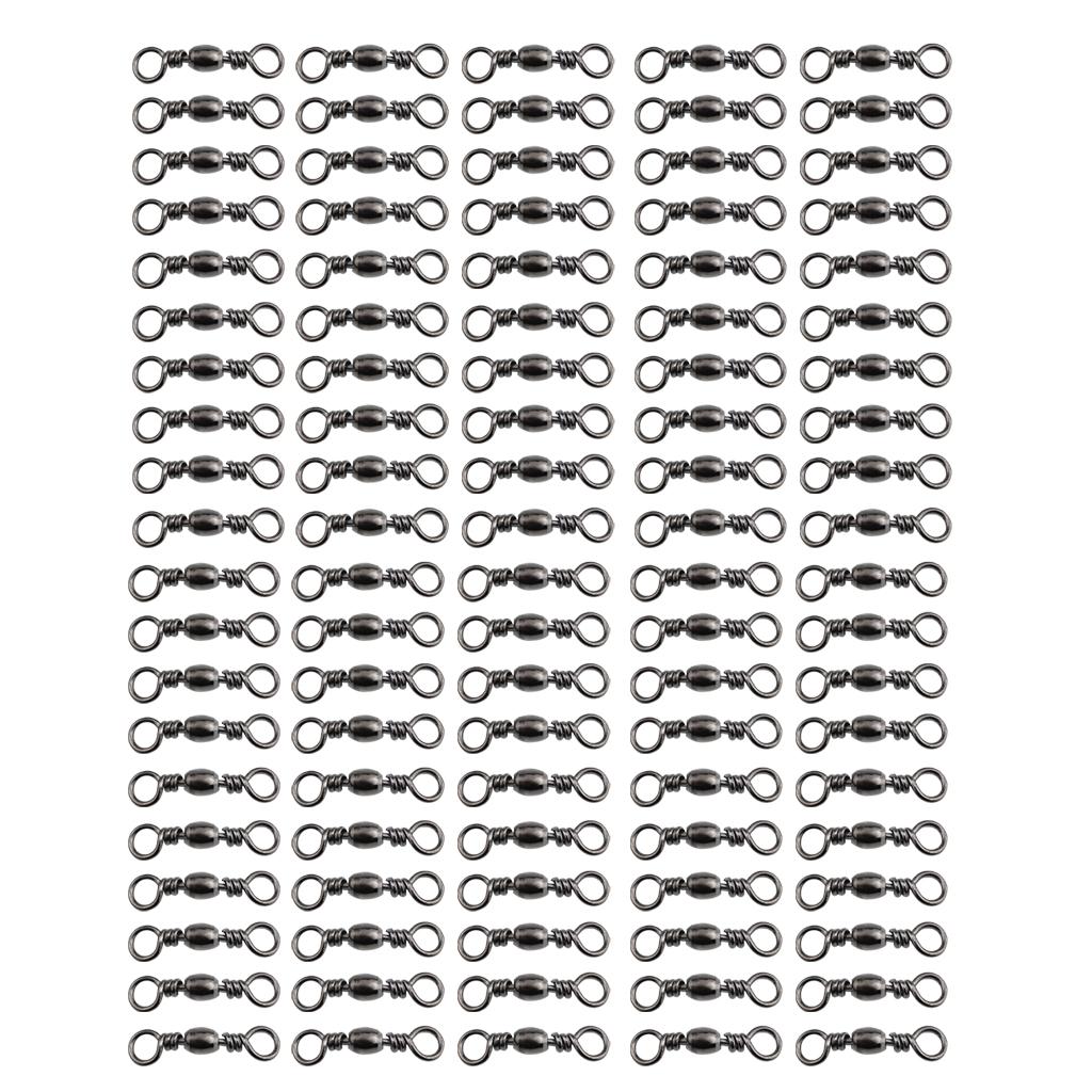 100 Pieces Rolling Barrel Swivels Bearing Hook Ring Fishing Accessories