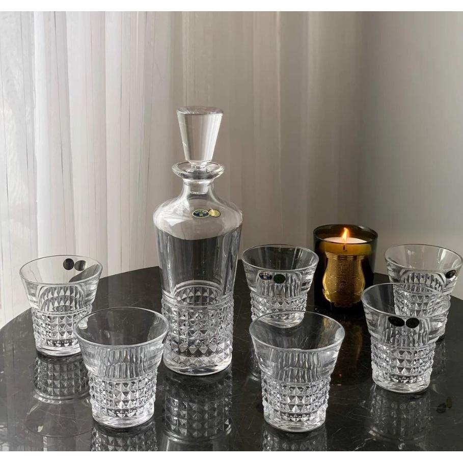 Set Bình Rượu Pha Lê Kèm 6 Cốc Bohemia Trinity, Bộ Bình Ly Pha Lê Dùng Uống Whisky Cao Cấp, Nhập Đức