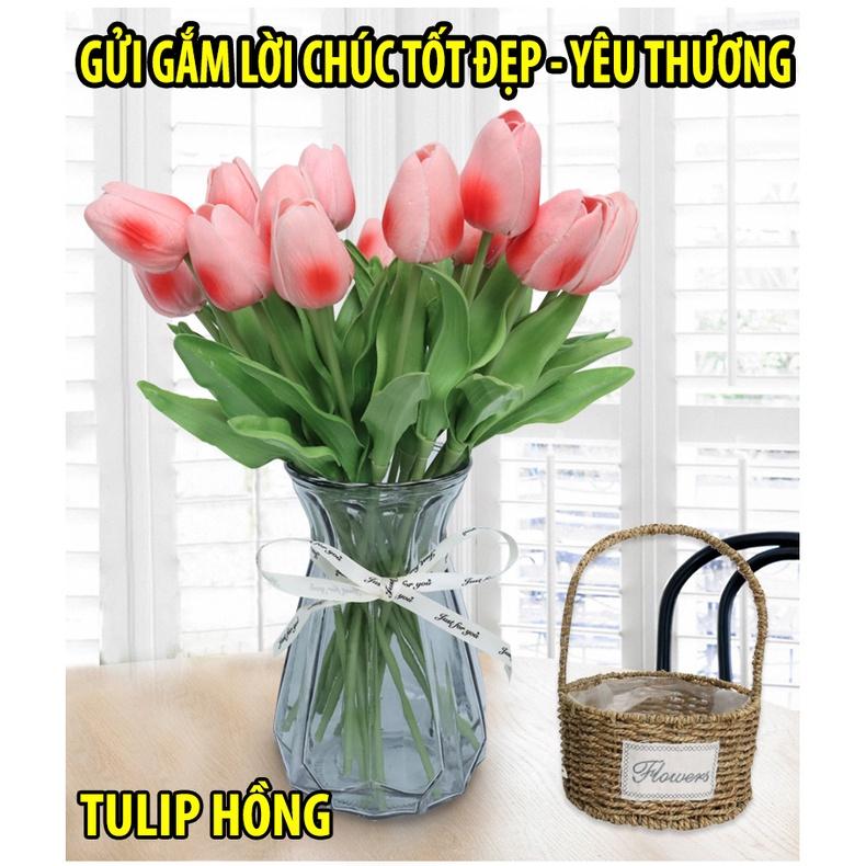 Hoa Tulip decor để bàn, trang trí nhà cửa, Tulip giả Cao Su Non cao cấp, Hoa Tuy lip hồng, vàng, trắng, đỏ chụp hình đẹp