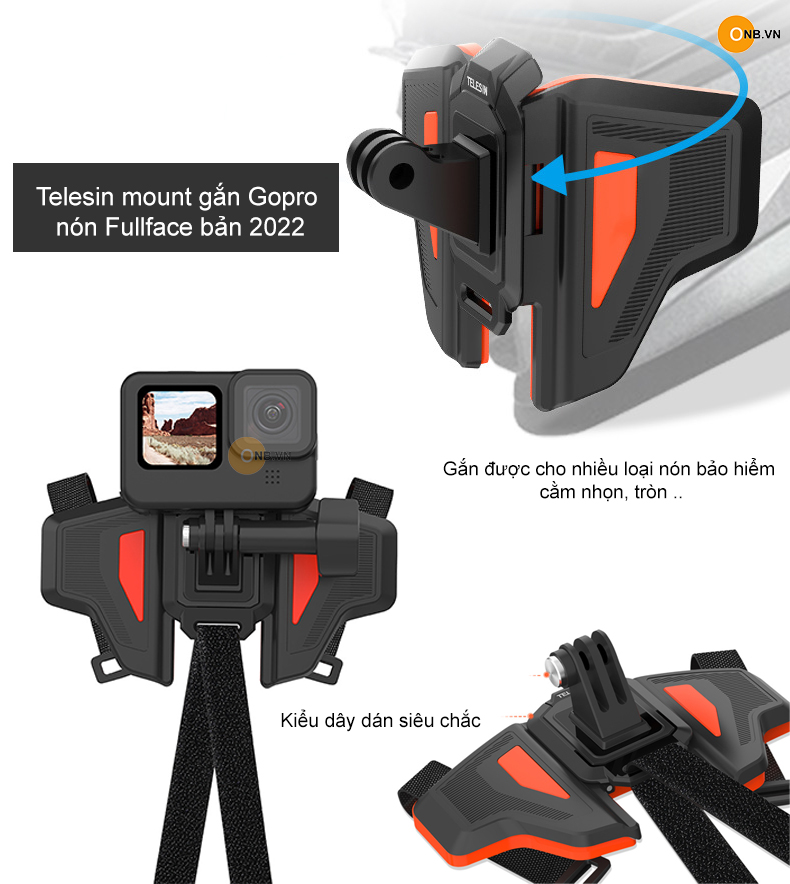 Telesin Mount Gopro gắn cằm cho nón Fullface mẫu 2022