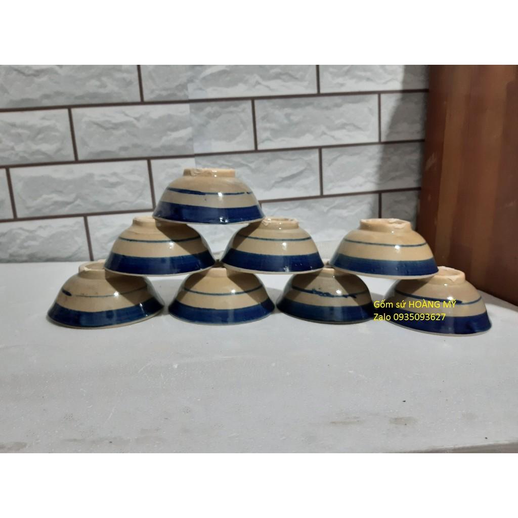 Chén sứ kiểu xưa cao cấp viền xanh 10 cái