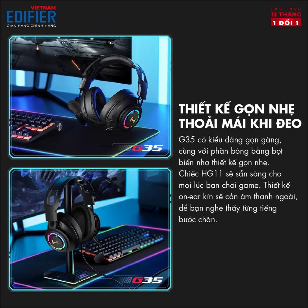 Tai nghe Gaming EDIFIER G35 Âm thanh vòm 7.1 Đèn LED RGB, Micro khử tiếng ồn Chân cắm USB - Hàng chính hãng