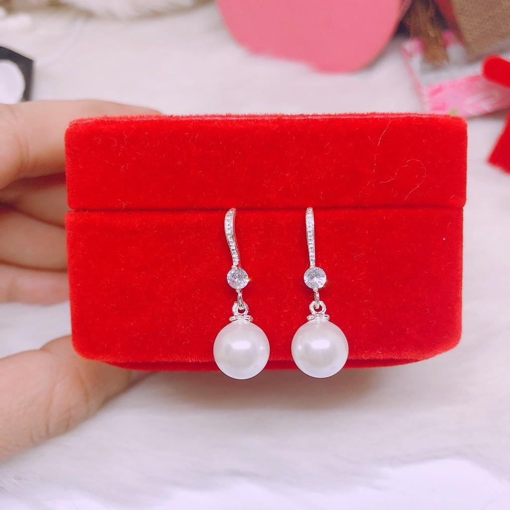 Bông tai trai móc câu gắn đá nhỏ