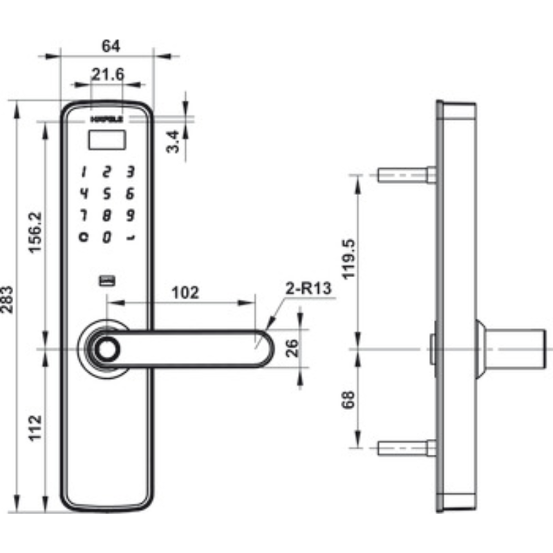 Khóa điện tử Hafele DL7100 912.20.315 - Hàng Chính Hãng