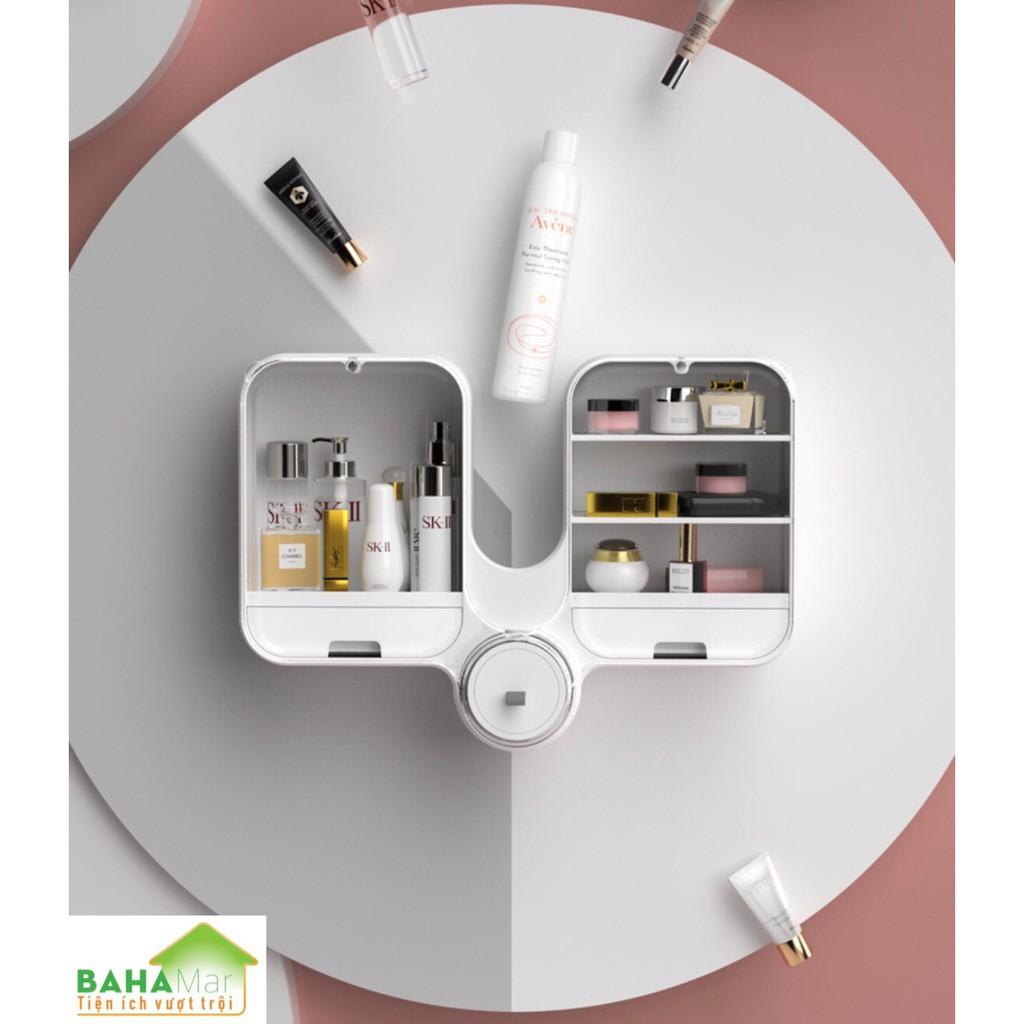 HỘP ĐỰNG BẢO QUẢN MỸ PHẨM TREO TƯỜNG: GỌN GÀNG và SẠCH ĐẸP chống bụi chống nước với các ngăn hợp lý để mỹ phẩm