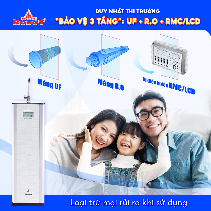 Máy Lọc Nước ROBOT CLASSY PRO 3410W-UR Màng Lọc Tích Hợp R.O + U.F - Hàng Chính Hãng