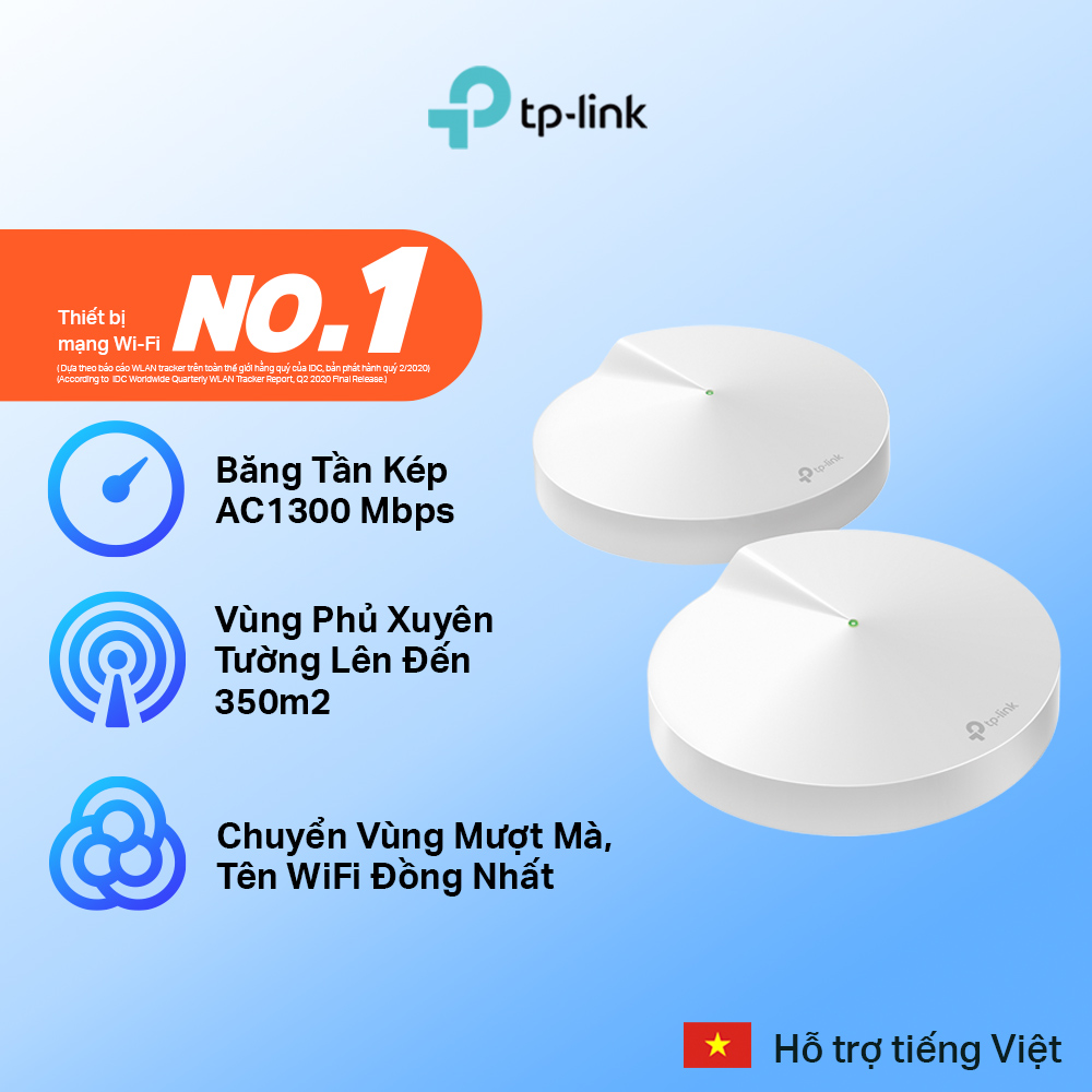 Bộ Phát Wifi Mesh TP-Link Deco M5 (2-pack)  Băng Tần Kép MU-MIMO AC1300 - Hàng Chính Hãng