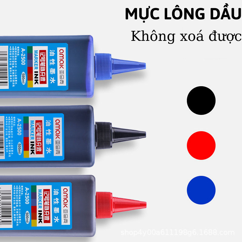 Mực Đổ Bút Lông Dầu Không Xoá Được Chai Lớn 500ml