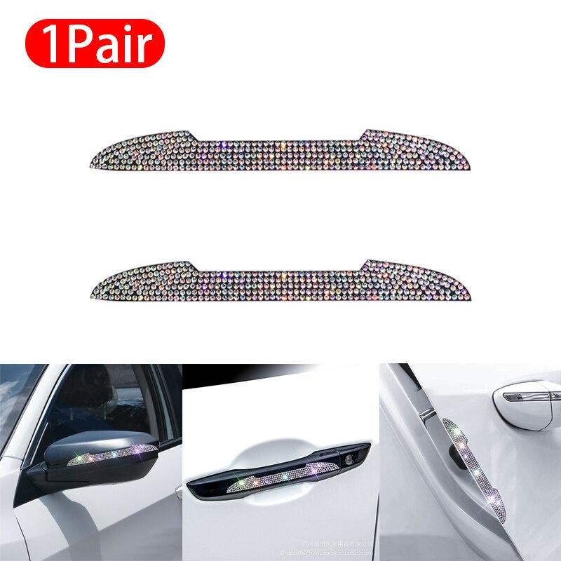 Miếng dán bảo vệ cạnh cửa/ tay nắm/ gương chiếu hậu ô tô đa năng đính đá pha lê chống xước