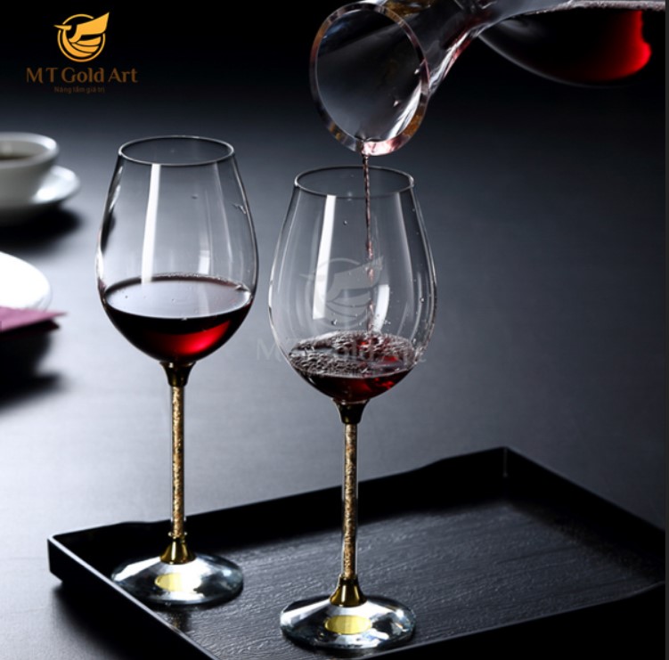 Bộ ly pha lê dát vàng Hàng chính hãng, trang trí nhà cửa, phòng làm việc, quà tặng sếp, đối tác, khách hàng, tân gia, khai trương