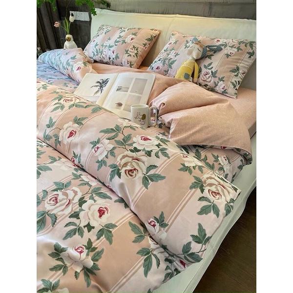 Set Cotton Living Hàn Quốc Dây Nơ Hàng Nhập Khẩu Cao Cấp Hoa Nhí Hồng