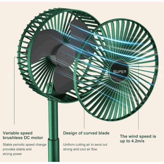 Quạt tích điện Xếp gọn siêu mát SUPERGREEN cao cấp