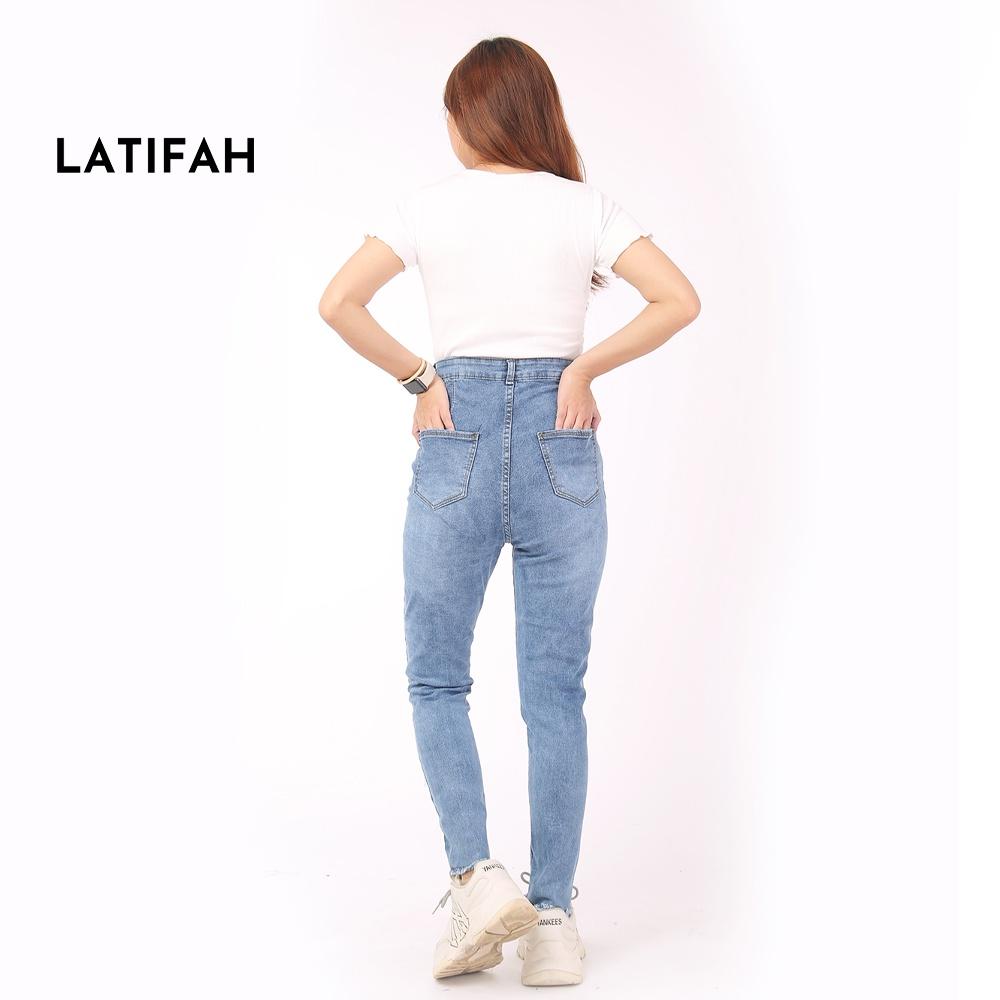 Quần jeans nữ co giãn LATIFAH lưng siêu cao không túi QD047