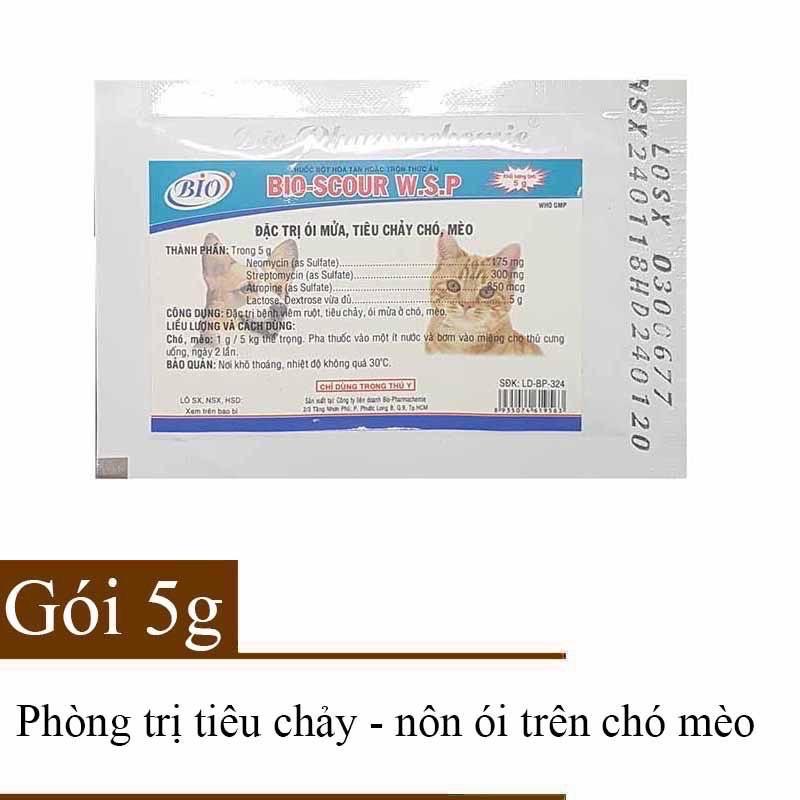 Bio scour W.S.P 5gr - kiểm soát tiêu chảy ói mửa cho chó mèo