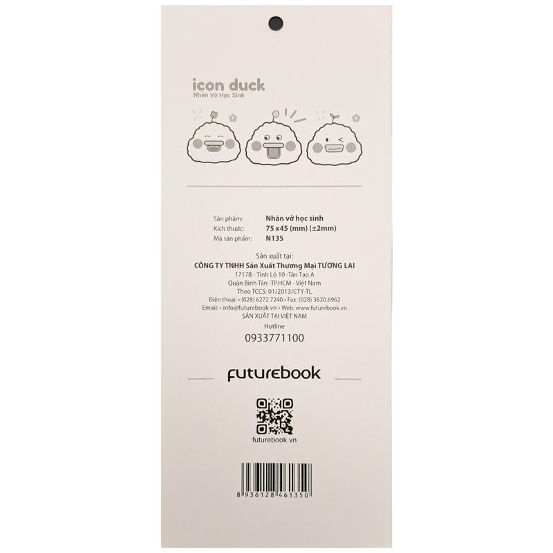 Nhãn Vở Học Sinh Icon Duck - futurebook N135 (15 Nhãn)