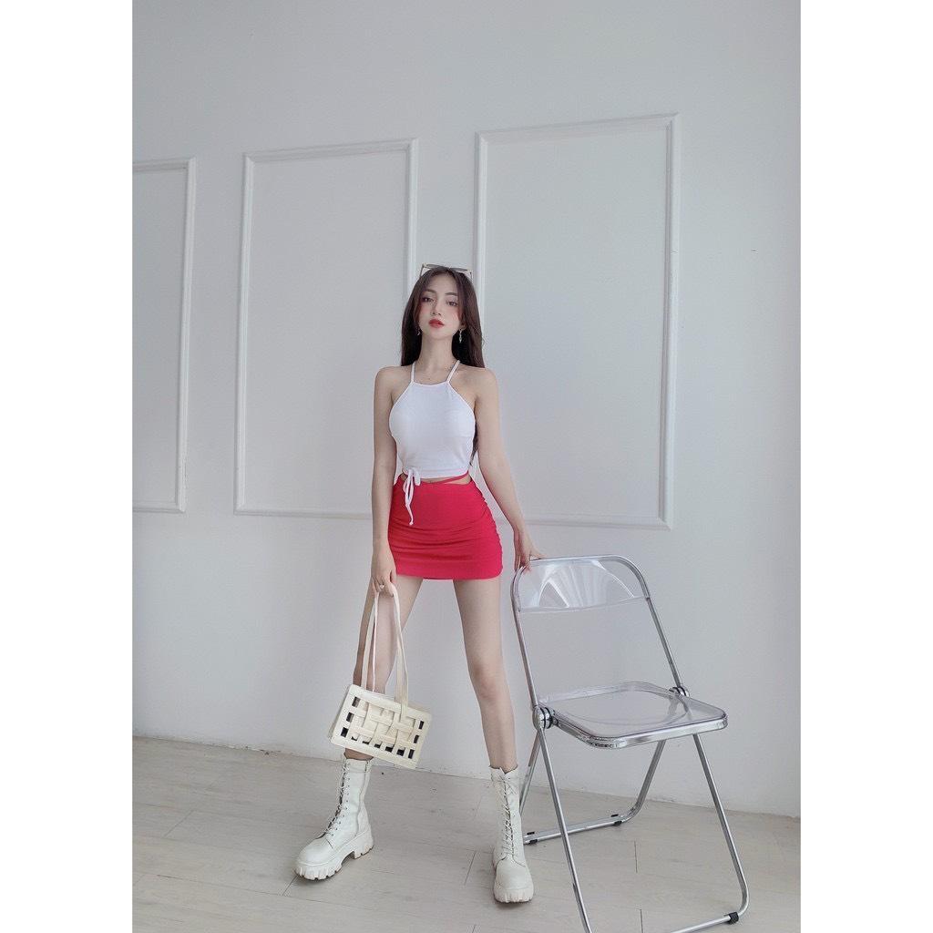 Áo Yếm Croptop PINKSTORE29, Dáng Ôm Hở Lưng Dây Cột Sexy A5401