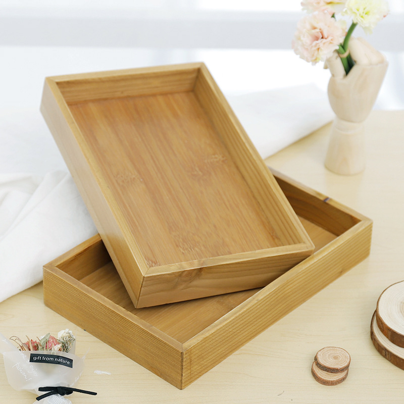 Khay gỗ chữ nhật đựng đồ đa năng vật dụng, món ăn, đồ uống