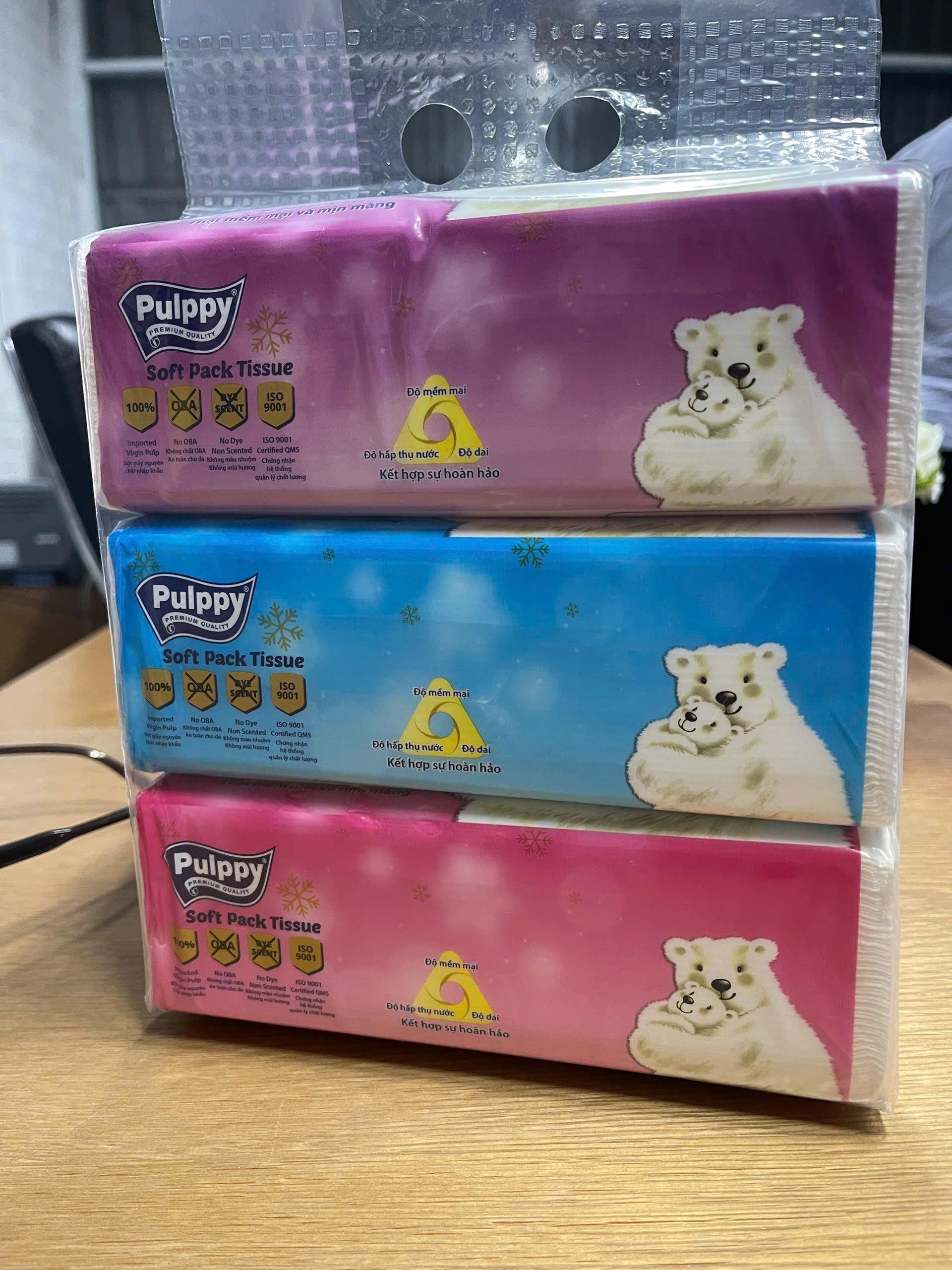 Khăn Giấy Rút Pulppy Polar Bear Bịch Khăn Giấy 180 Tờ 2 Lớp