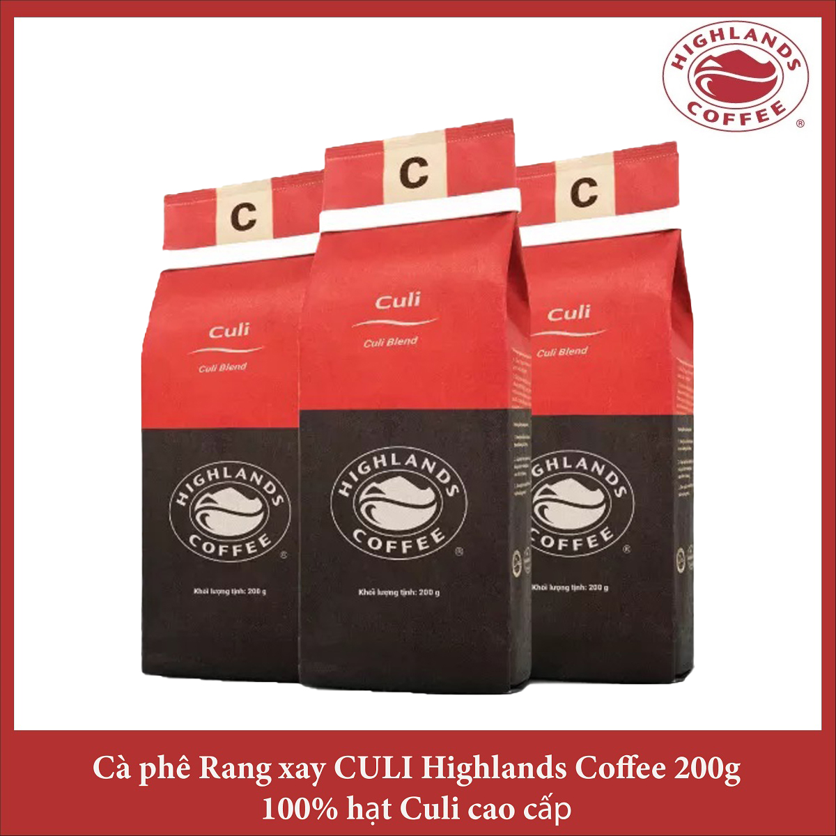 [Culi Blend] [Combo 3 gói] Cà phê Rang xay Culi Highlands coffee 200g