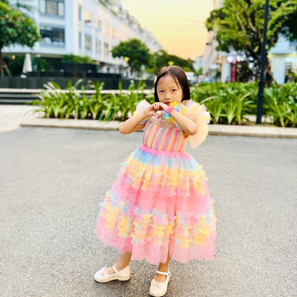 Váy công chúa đầm công chúa thiết kế màu cầu vồng cho bé gái từ 1-10 tuổi tại Mom'schoice