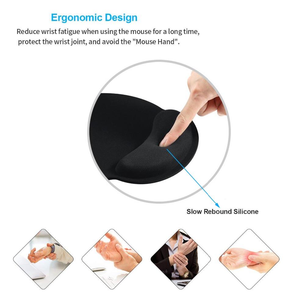 Wrist Rest Mouse Pad Memory Foam Ergonomic Design Office Mouse Pad with Non-slip Wrist Support